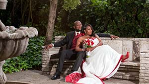 Married Couple by the Stone Bench