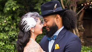 Beautiful Wedding Couple in Backyard